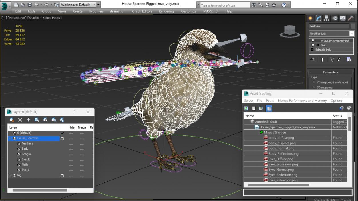 House Sparrow Rigged 2 3D