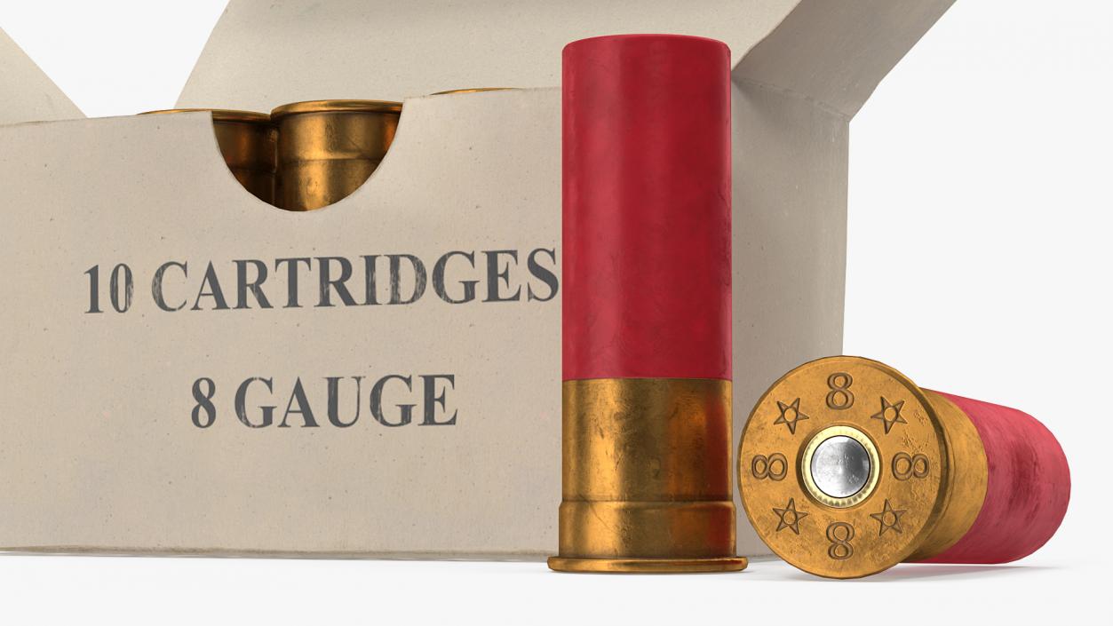 Box of 8 Gauge Shotgun Shells 3D model