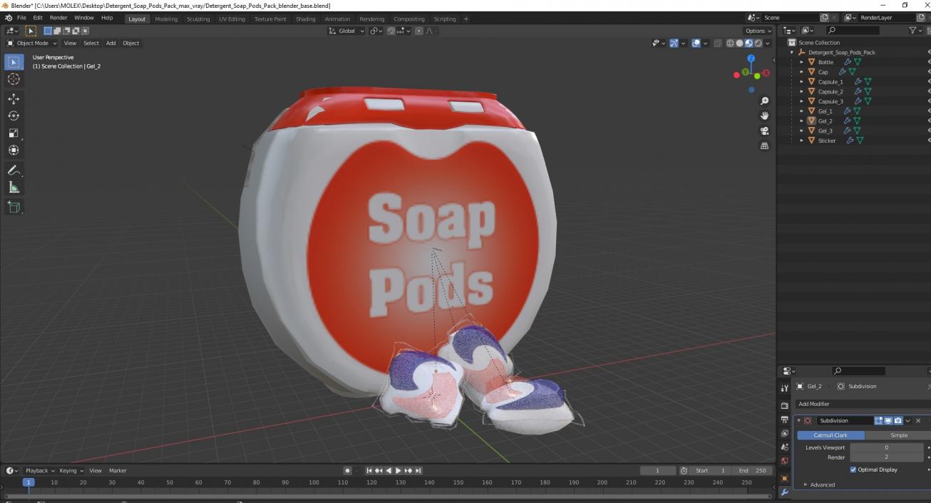 3D Detergent Soap Pods Pack 3