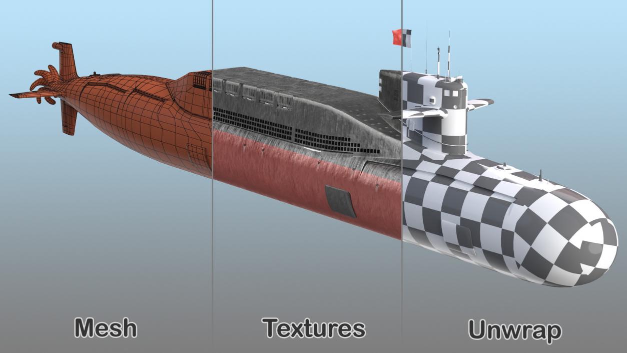 3D Jin Class Ballistic Missile Submarine Type 094 Rigged model