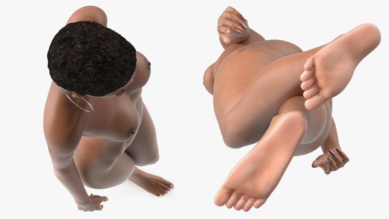3D model Nude Light Skin Black Woman Walking Pose