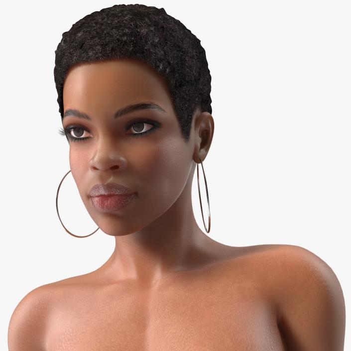 3D model Nude Light Skin Black Woman Walking Pose