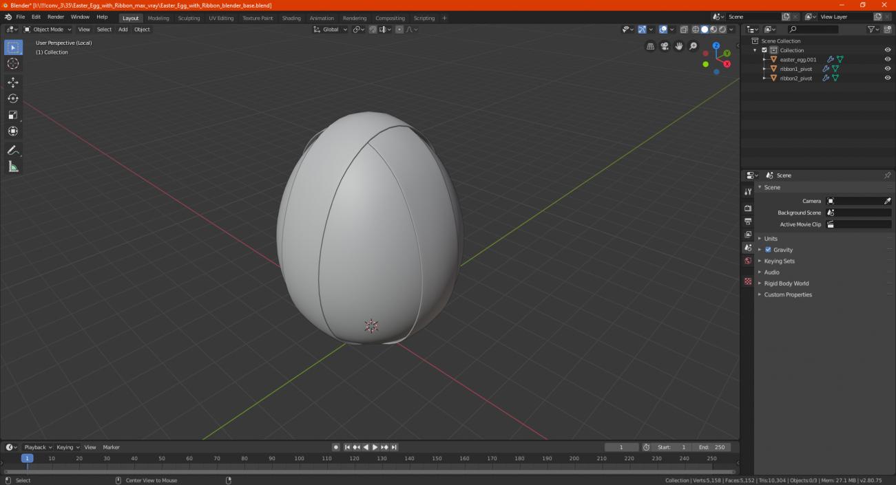 Easter Egg with Ribbon 3D