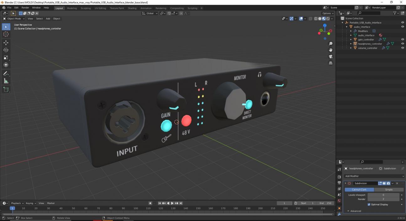 3D Portable USB Audio Interface model