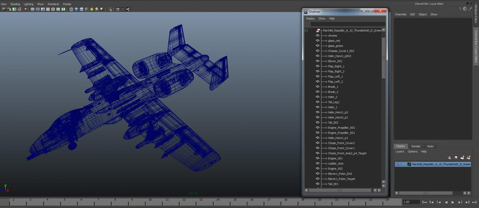 Fairchild Republic A-10 Thunderbolt II Green 3D model