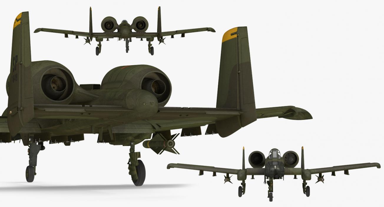 Fairchild Republic A-10 Thunderbolt II Green 3D model