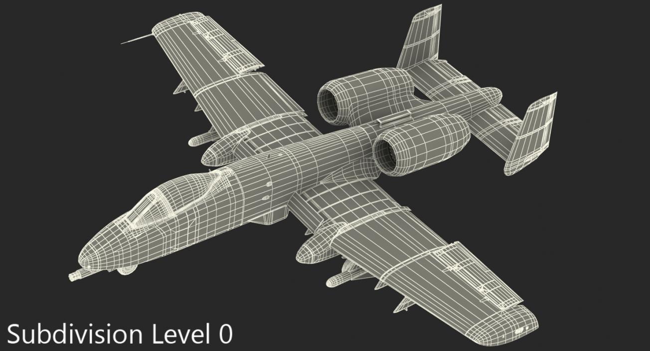 Fairchild Republic A-10 Thunderbolt II Green 3D model