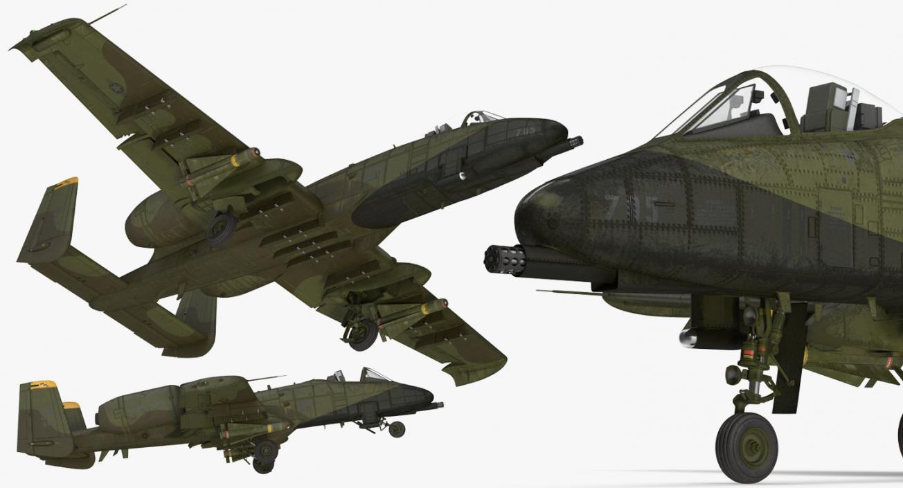 Fairchild Republic A-10 Thunderbolt II Green 3D model