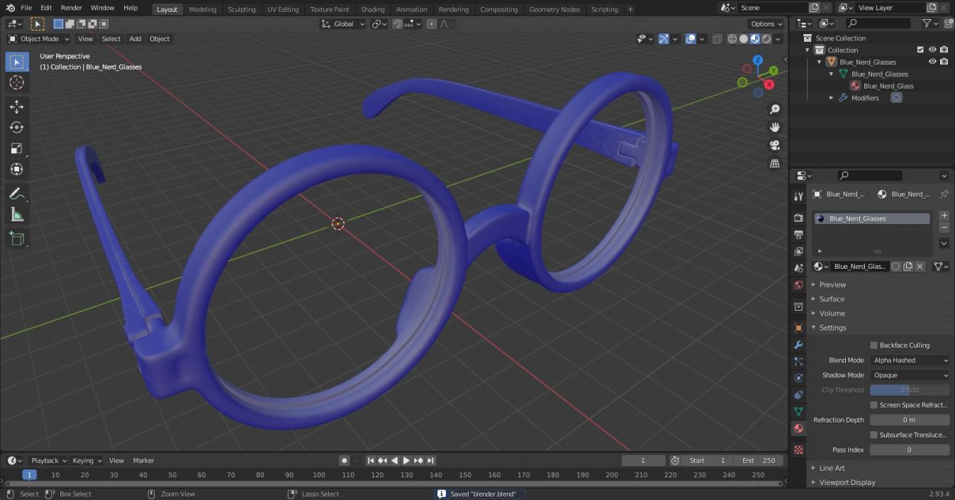 Blue Nerd Glasses 3D