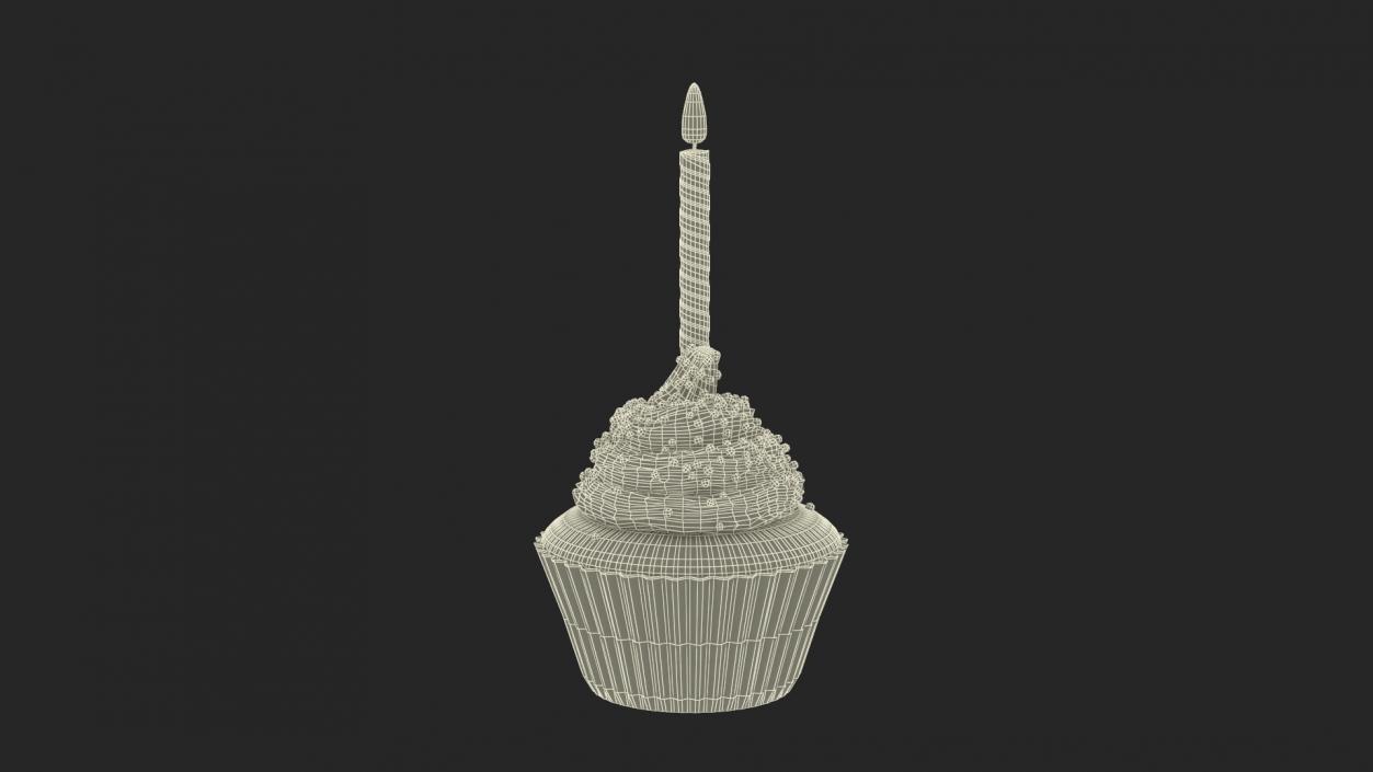 Birthday Cupcake and Candle 3D