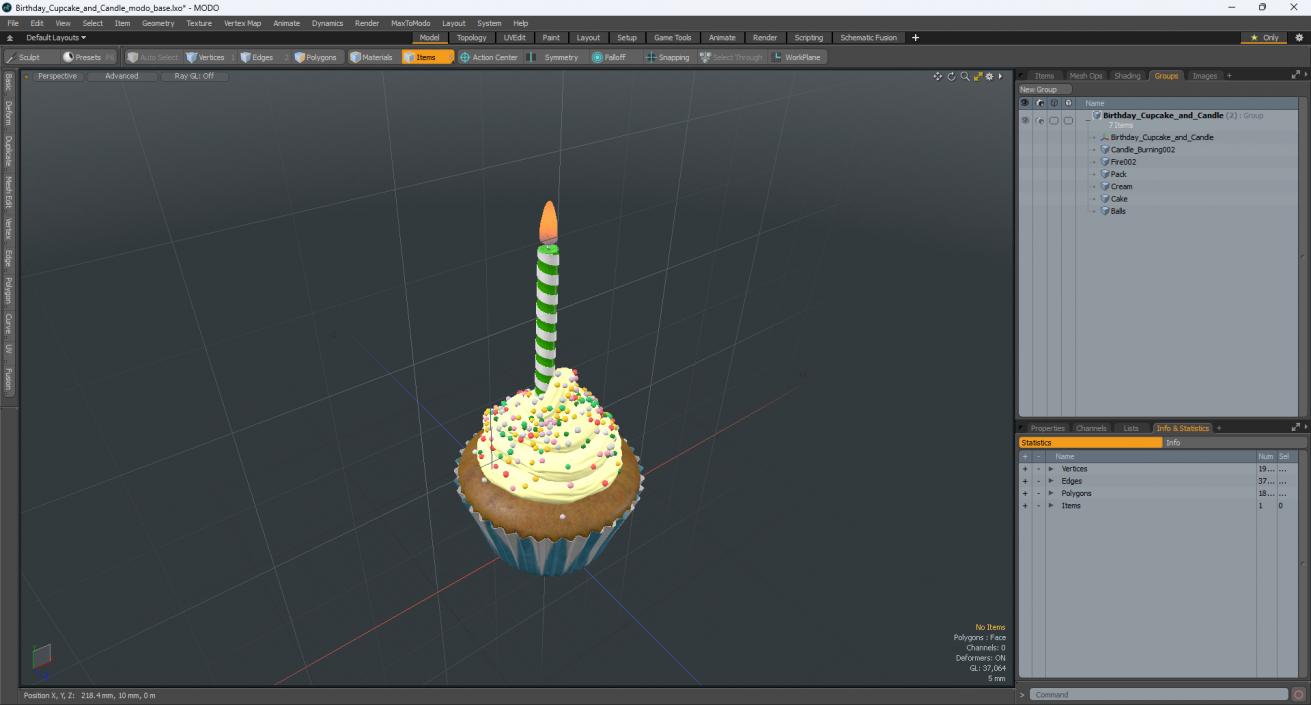 Birthday Cupcake and Candle 3D