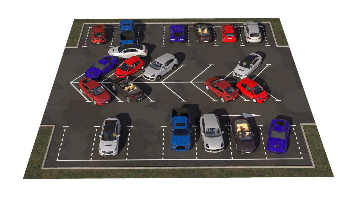 3D On Street Parking 26 Spaces Filled New model