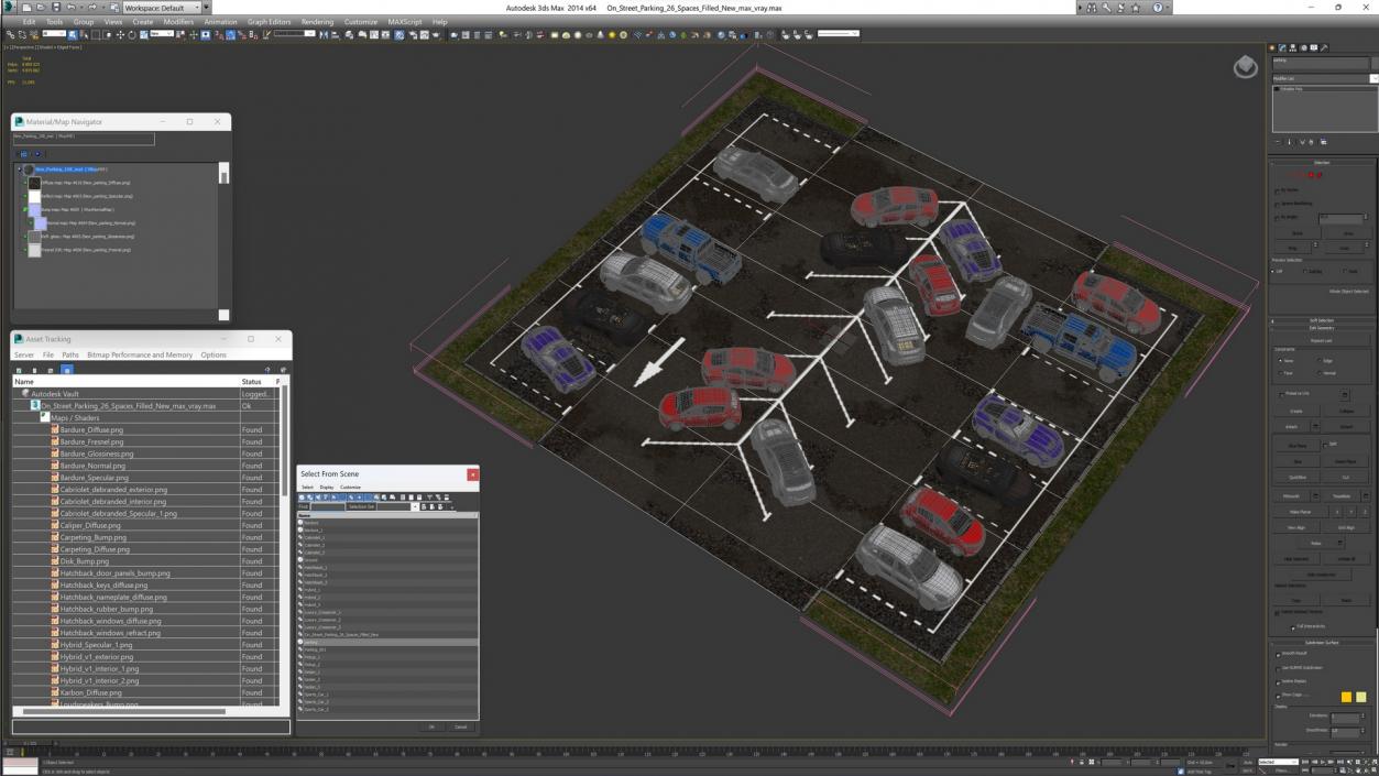 3D On Street Parking 26 Spaces Filled New model