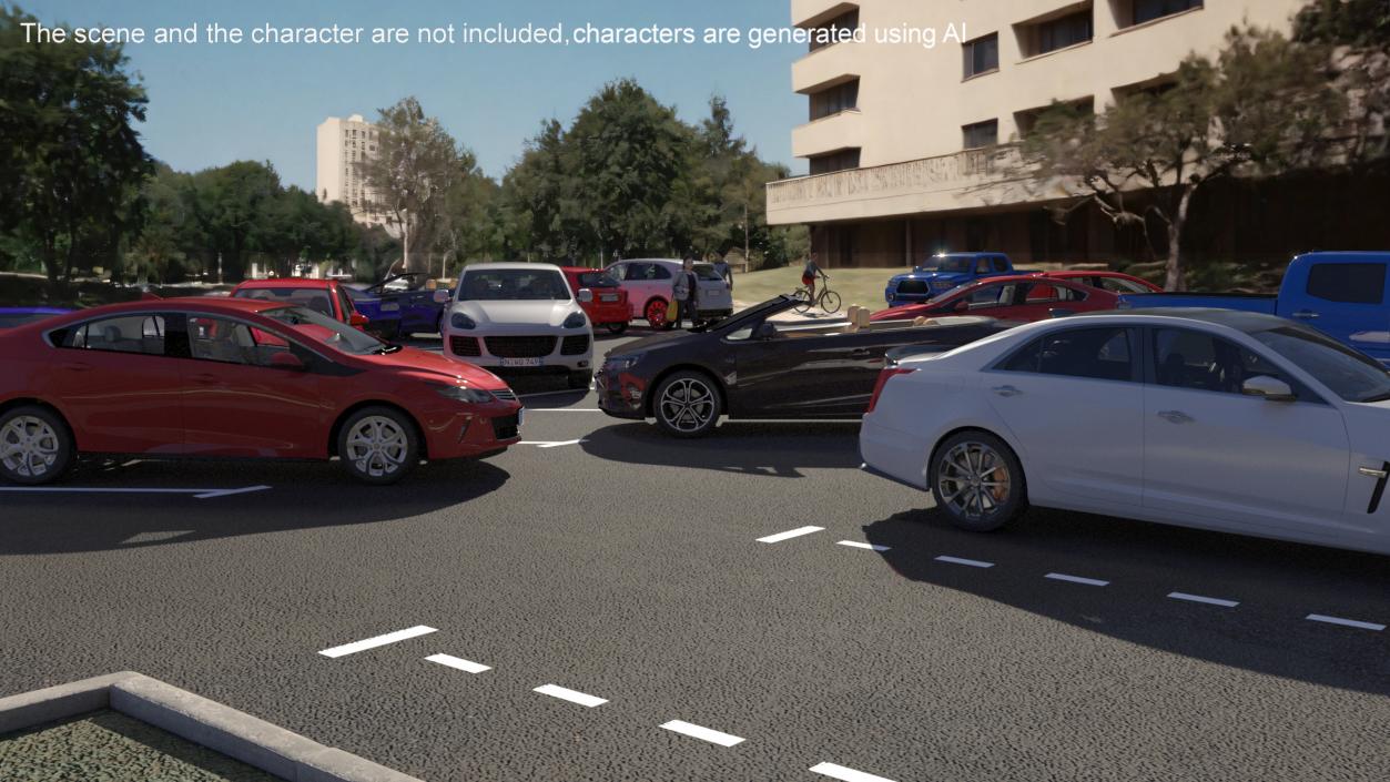 3D On Street Parking 26 Spaces Filled New model