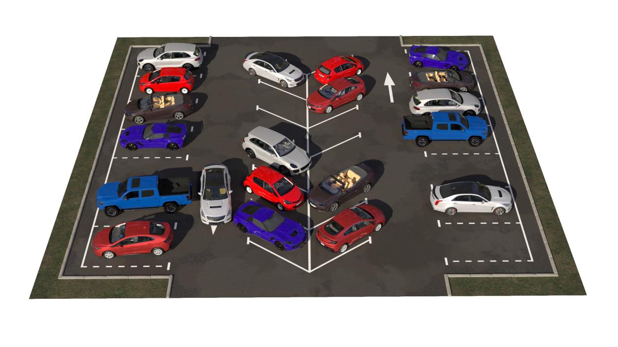 3D On Street Parking 26 Spaces Filled New model