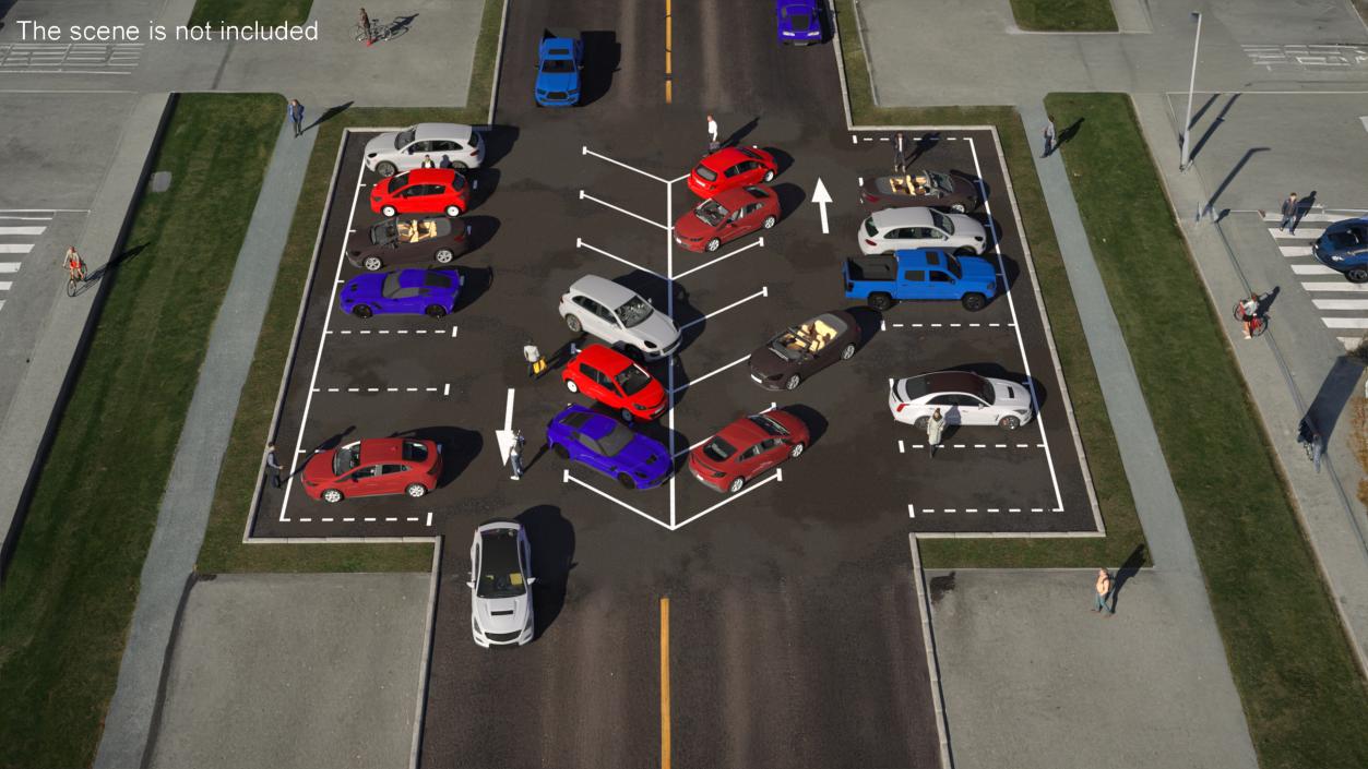 3D On Street Parking 26 Spaces Filled New model