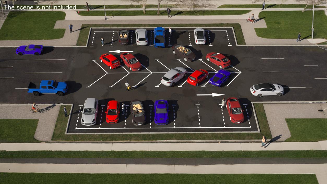 3D On Street Parking 26 Spaces Filled New model