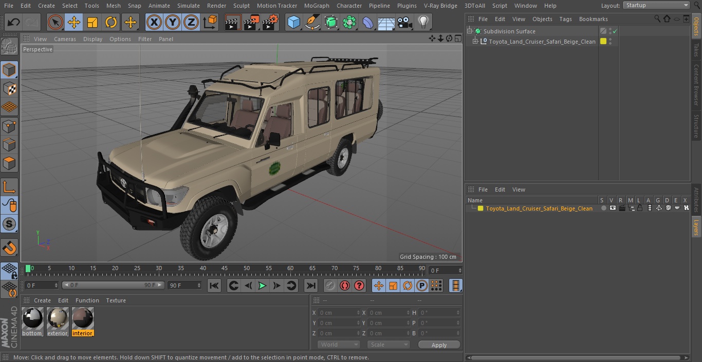 3D Toyota Land Cruiser Safari Beige Clean model