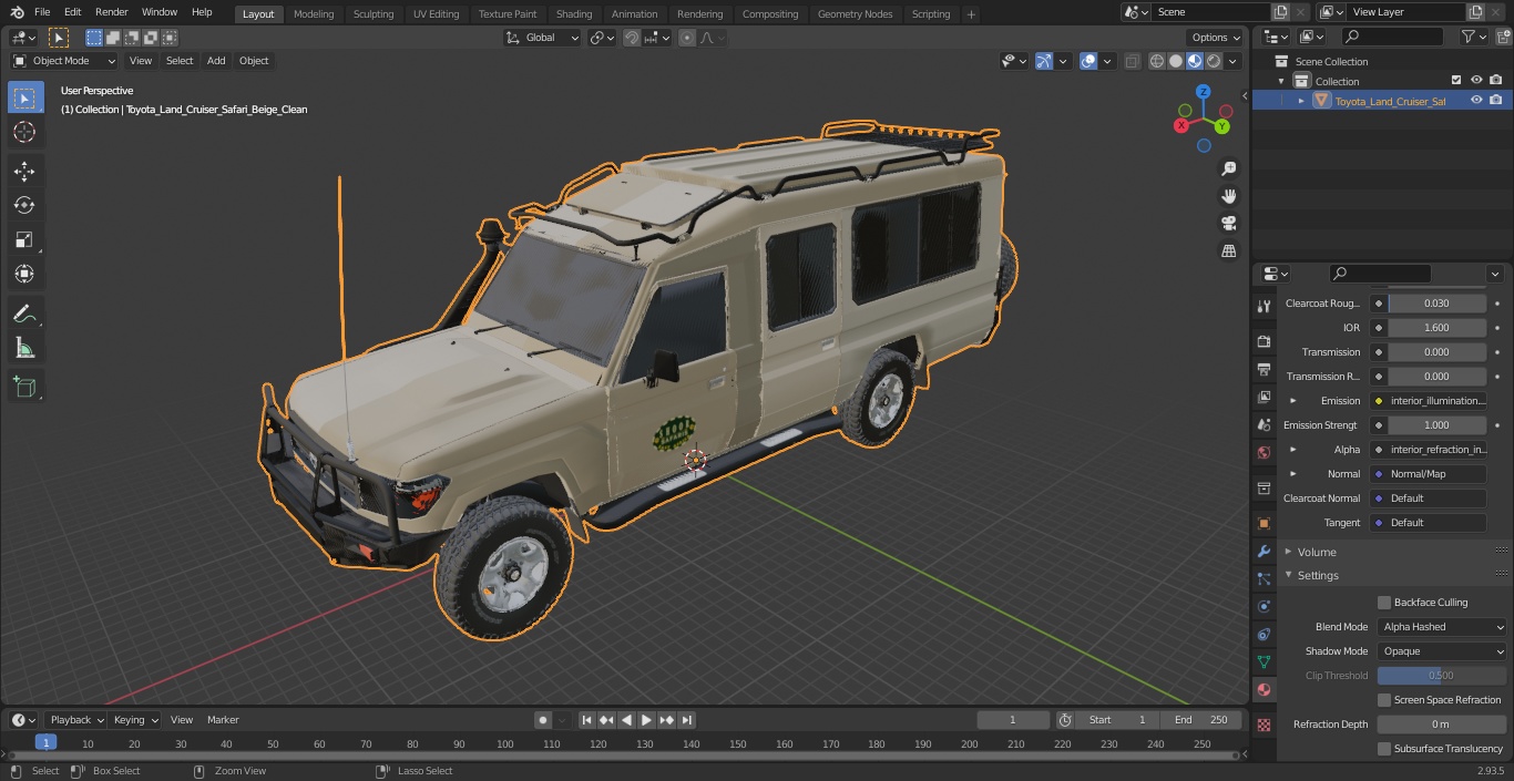 3D Toyota Land Cruiser Safari Beige Clean model