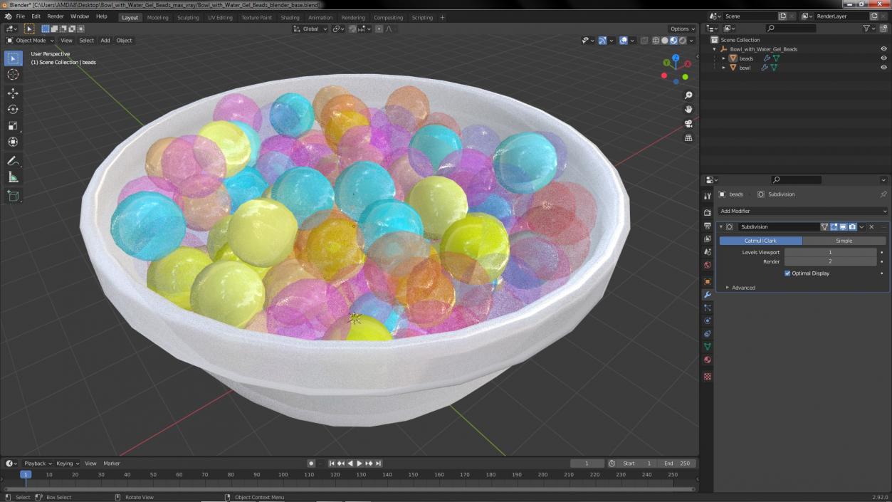 3D model Bowl with Water Gel Beads