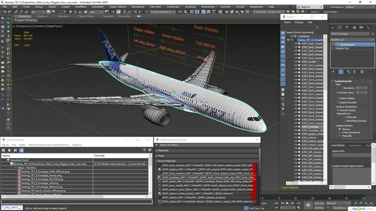 3D Boeing 787-8 Dreamliner ANA Livery Rigged