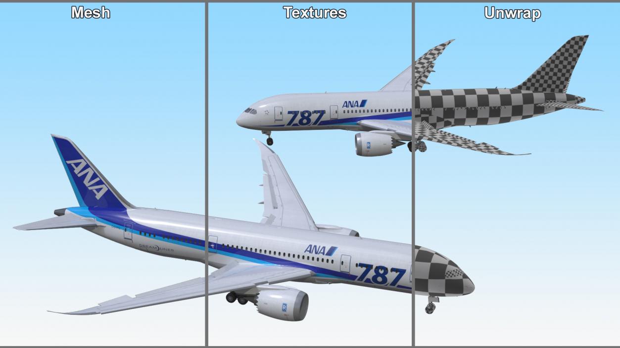 3D Boeing 787-8 Dreamliner ANA Livery Rigged