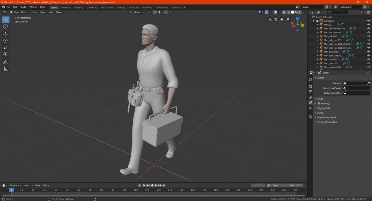 Locksmith Walking Pose 3D