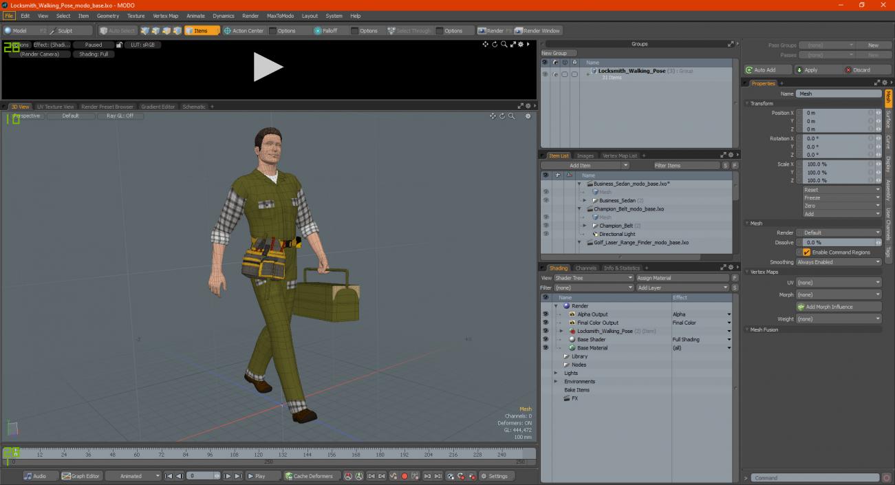 Locksmith Walking Pose 3D