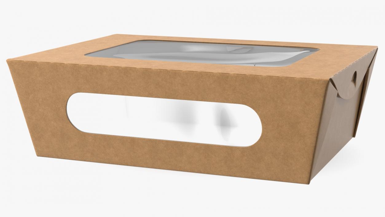 Small Kraft Salad Box with Clear Window 3D model