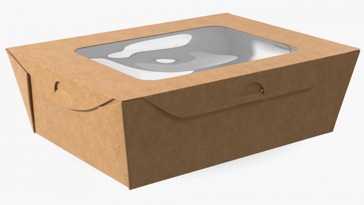 Small Kraft Salad Box with Clear Window 3D model