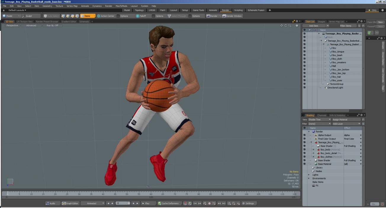 3D model Teenage Boy Playing Basketball