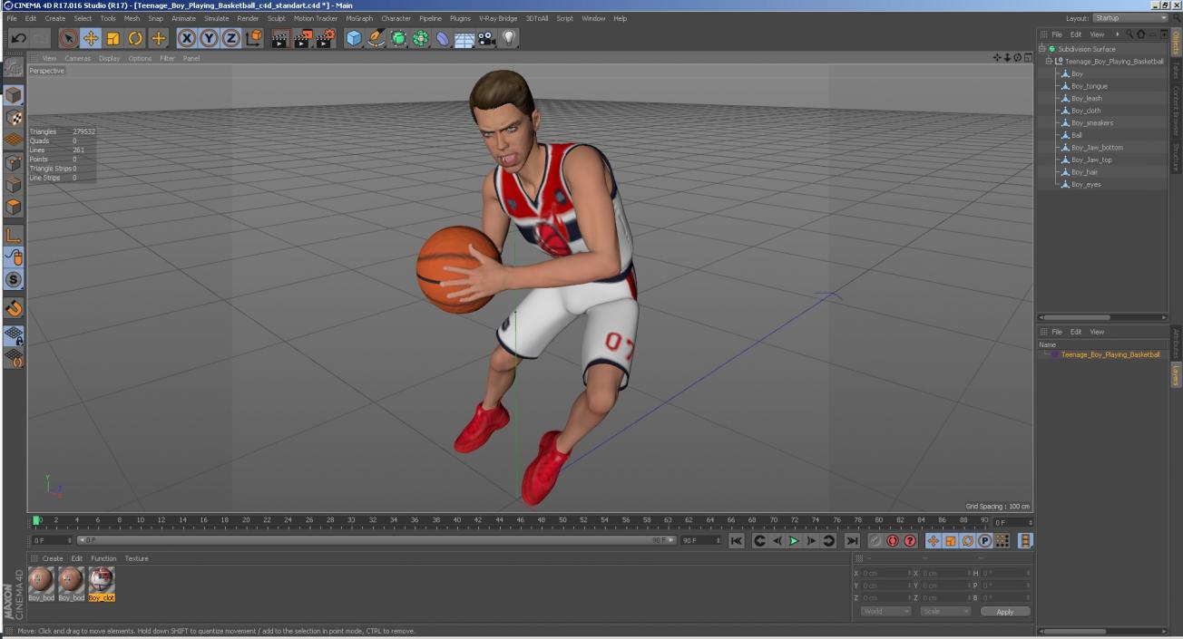 3D model Teenage Boy Playing Basketball