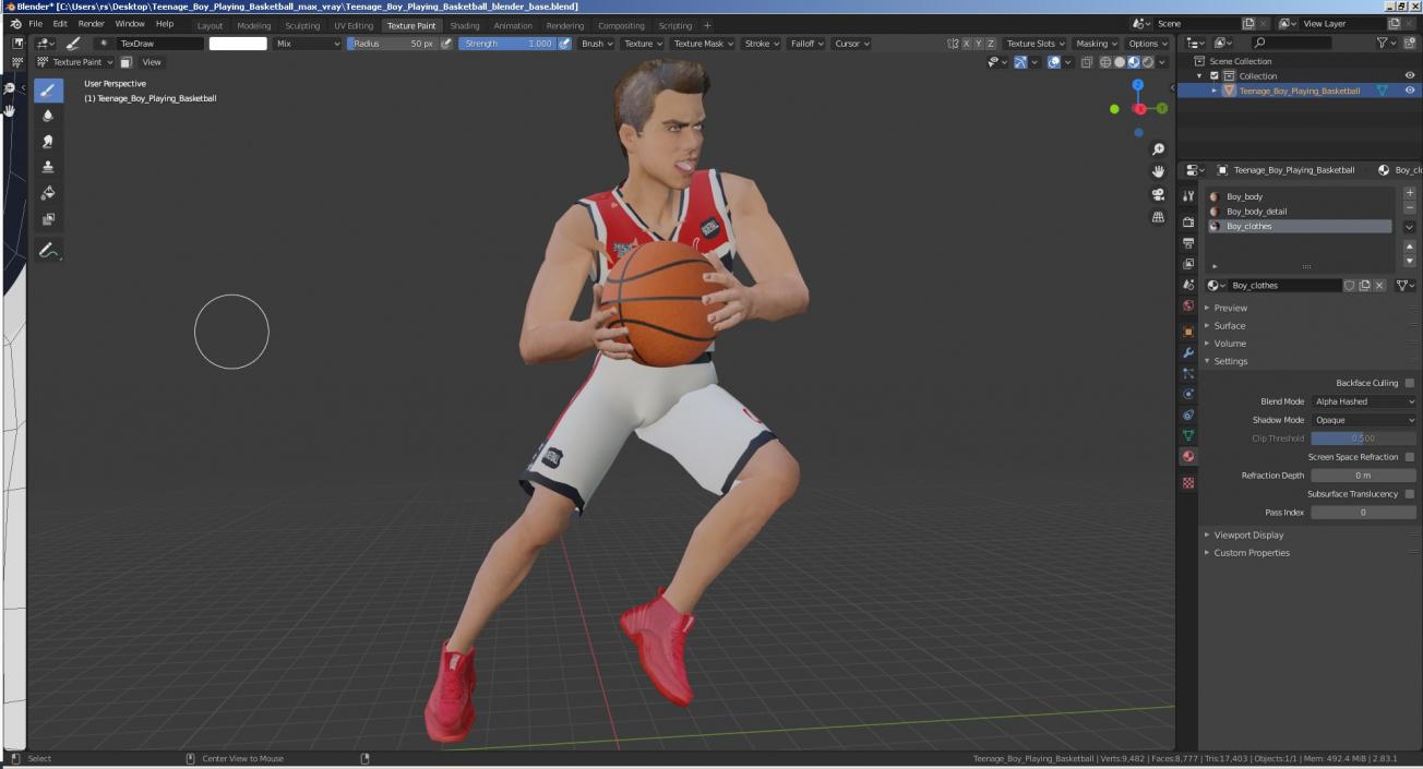 3D model Teenage Boy Playing Basketball