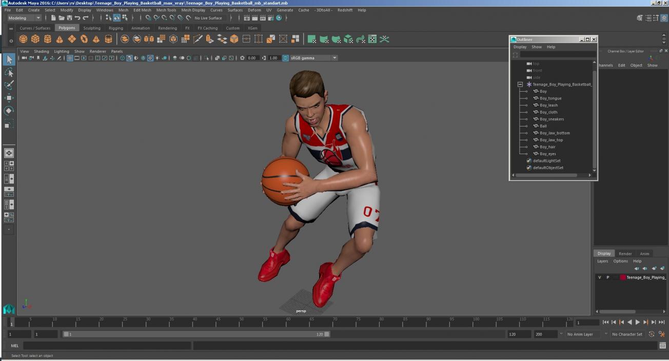 3D model Teenage Boy Playing Basketball