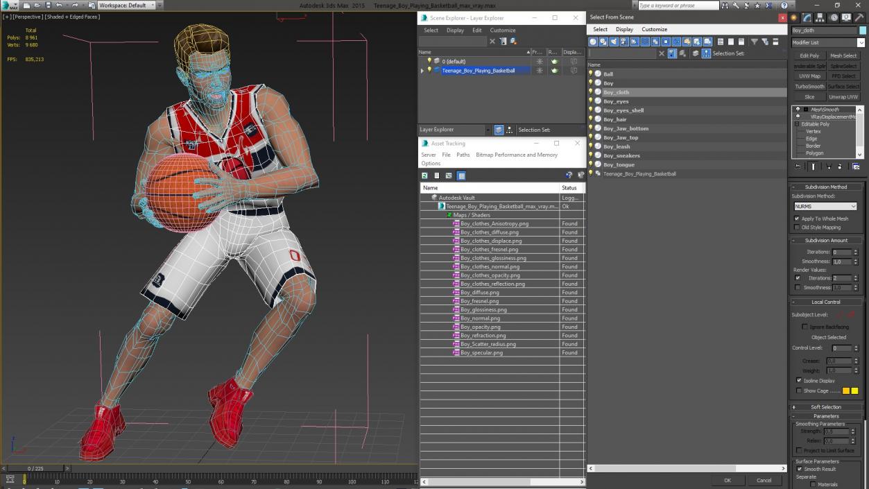 3D model Teenage Boy Playing Basketball