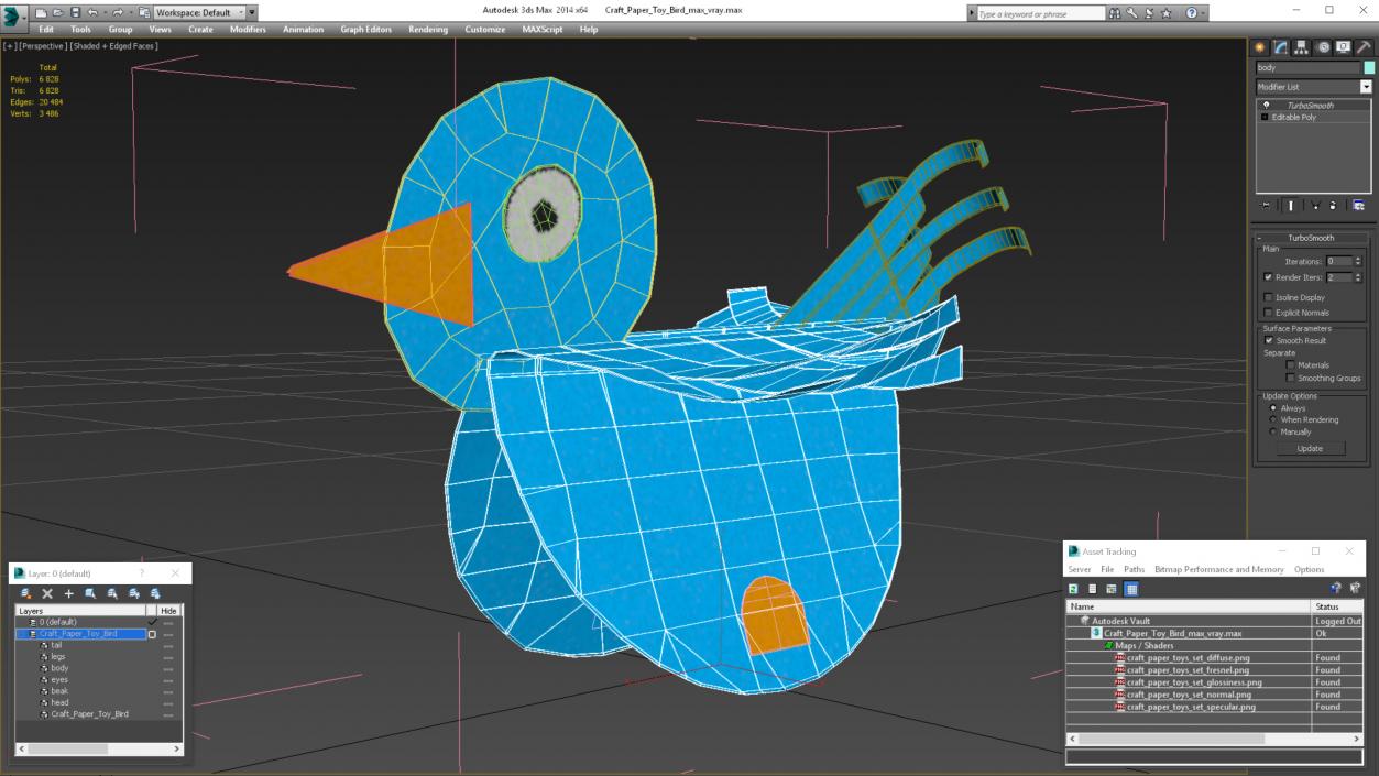 3D model Craft Paper Toy Bird