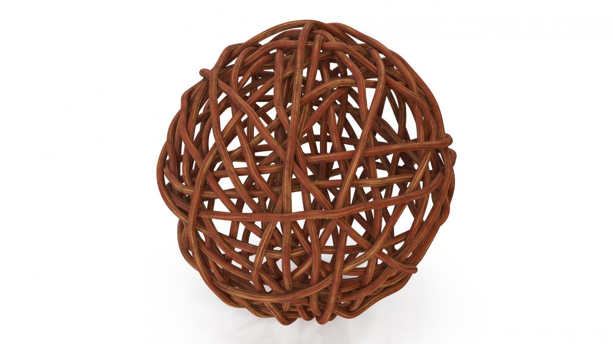 Wood Twig Rattan Wicker Ball Brown 3D model