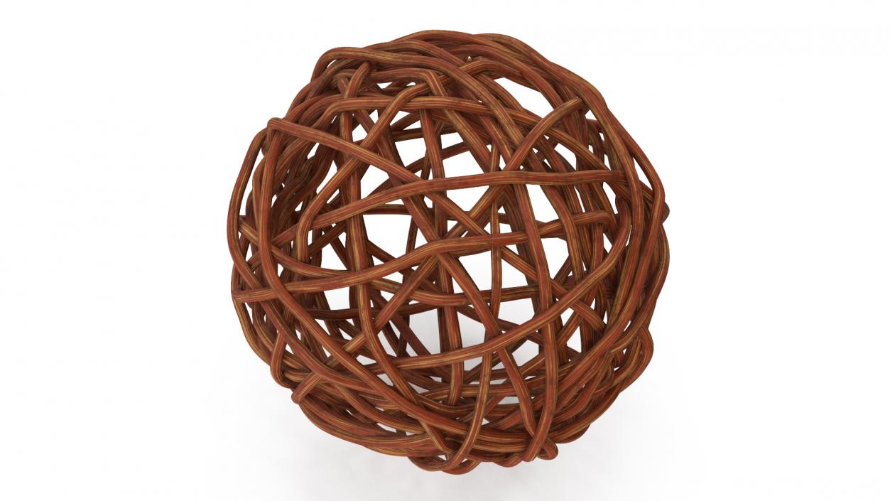 Wood Twig Rattan Wicker Ball Brown 3D model