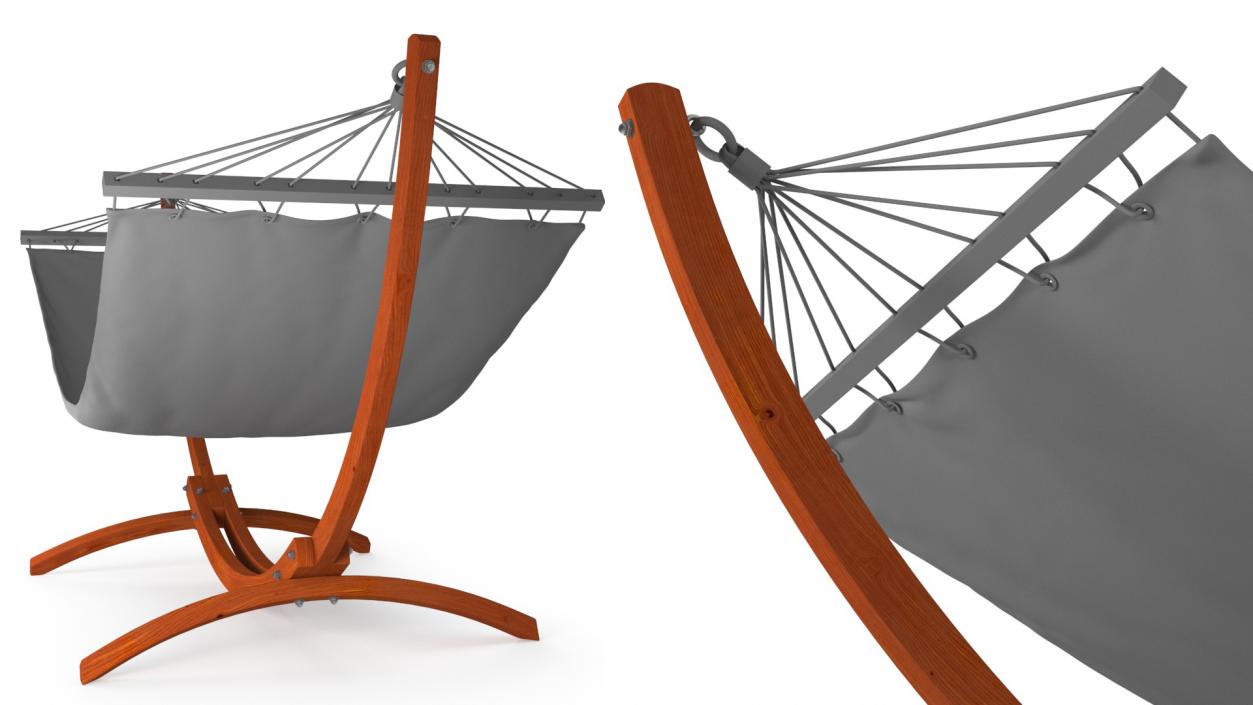 3D Red Wood Bow Hammock Stand