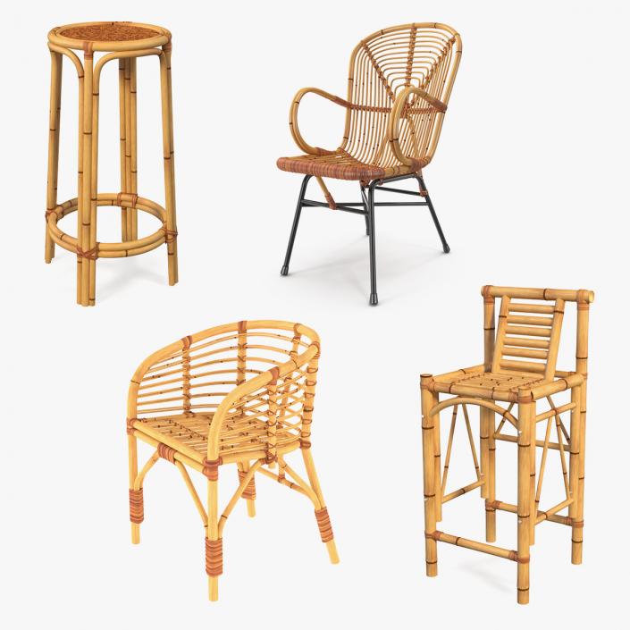 3D model Bamboo Chairs  Collection