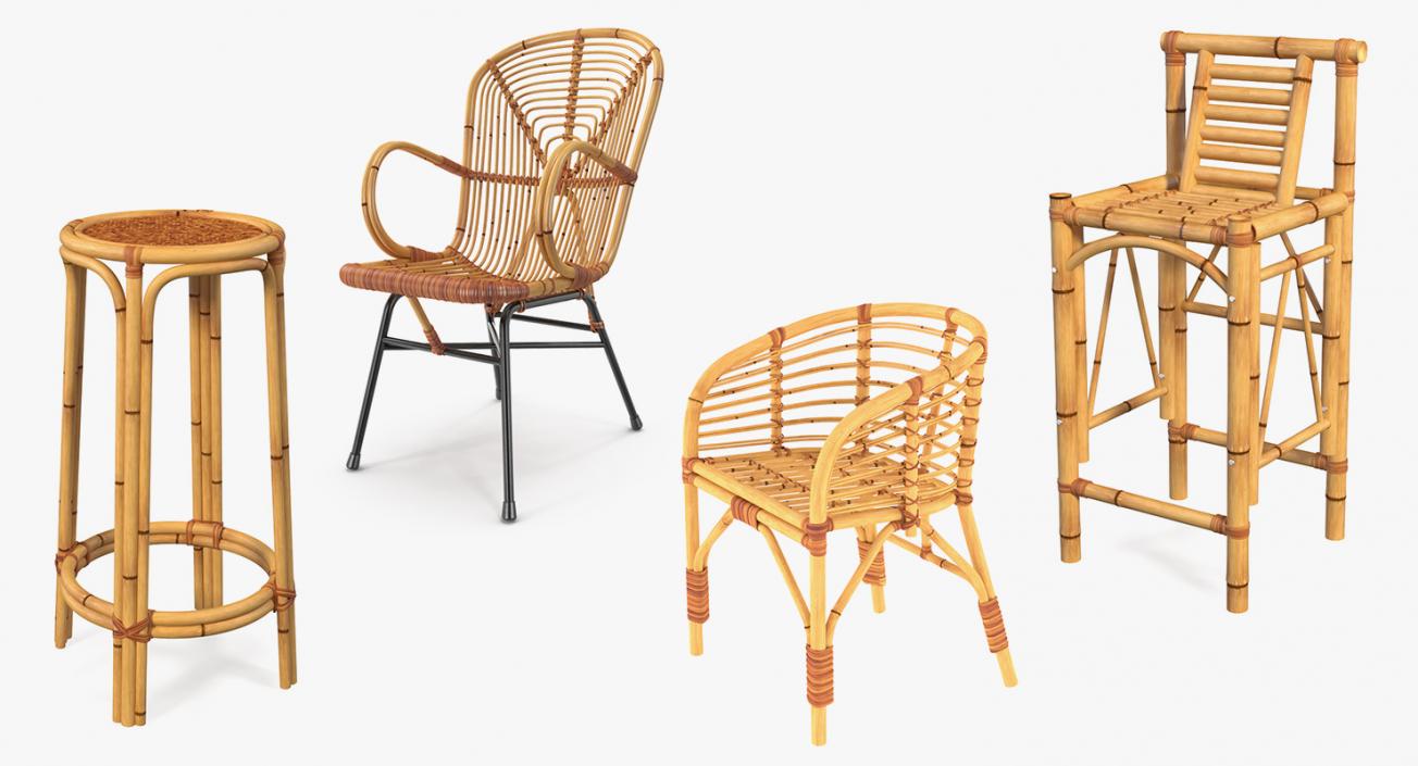 3D model Bamboo Chairs  Collection