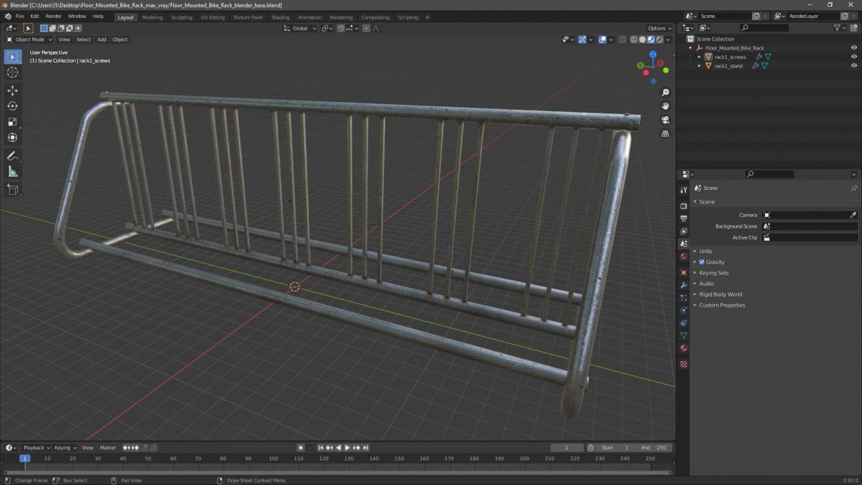 3D Floor Mounted Bike Rack model