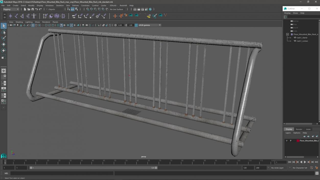 3D Floor Mounted Bike Rack model