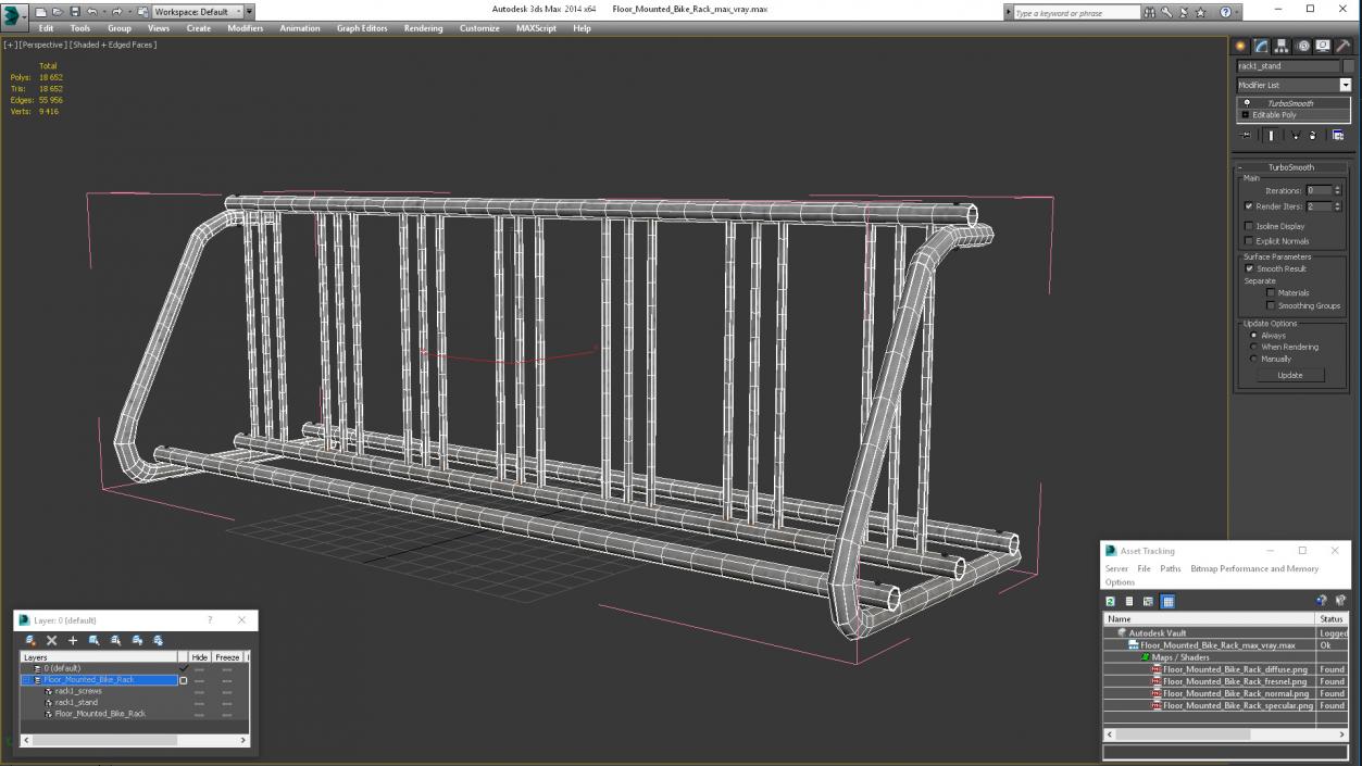 3D Floor Mounted Bike Rack model