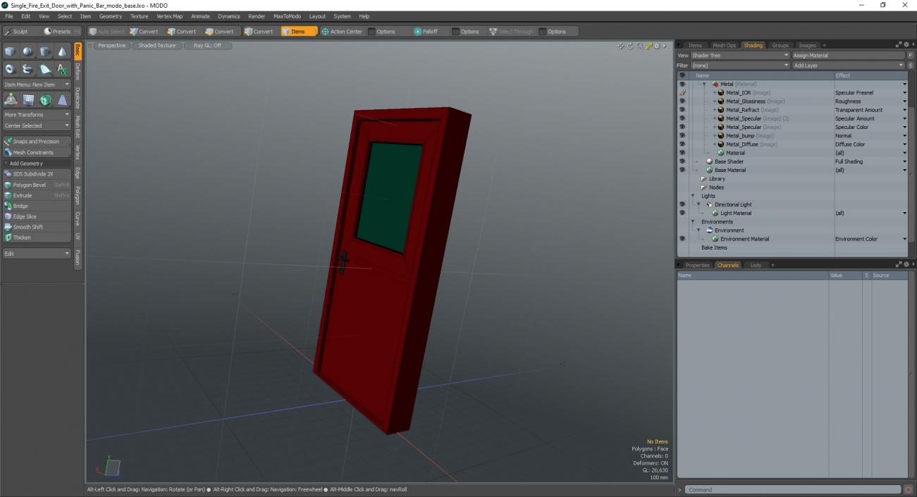 3D Single Fire Exit Door with Panic Bar