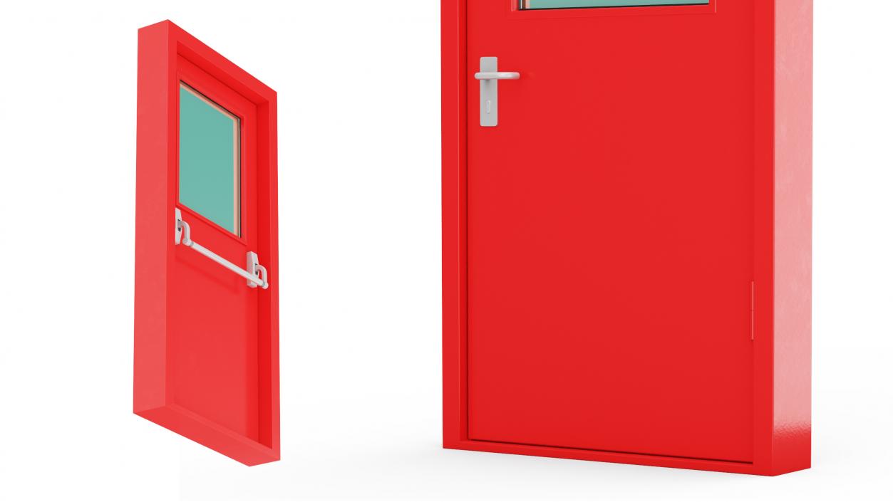 3D Single Fire Exit Door with Panic Bar