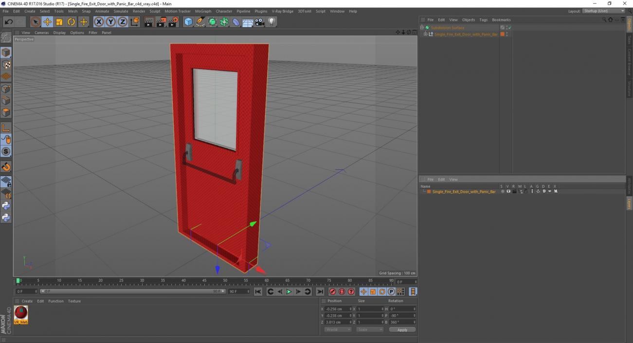 3D Single Fire Exit Door with Panic Bar