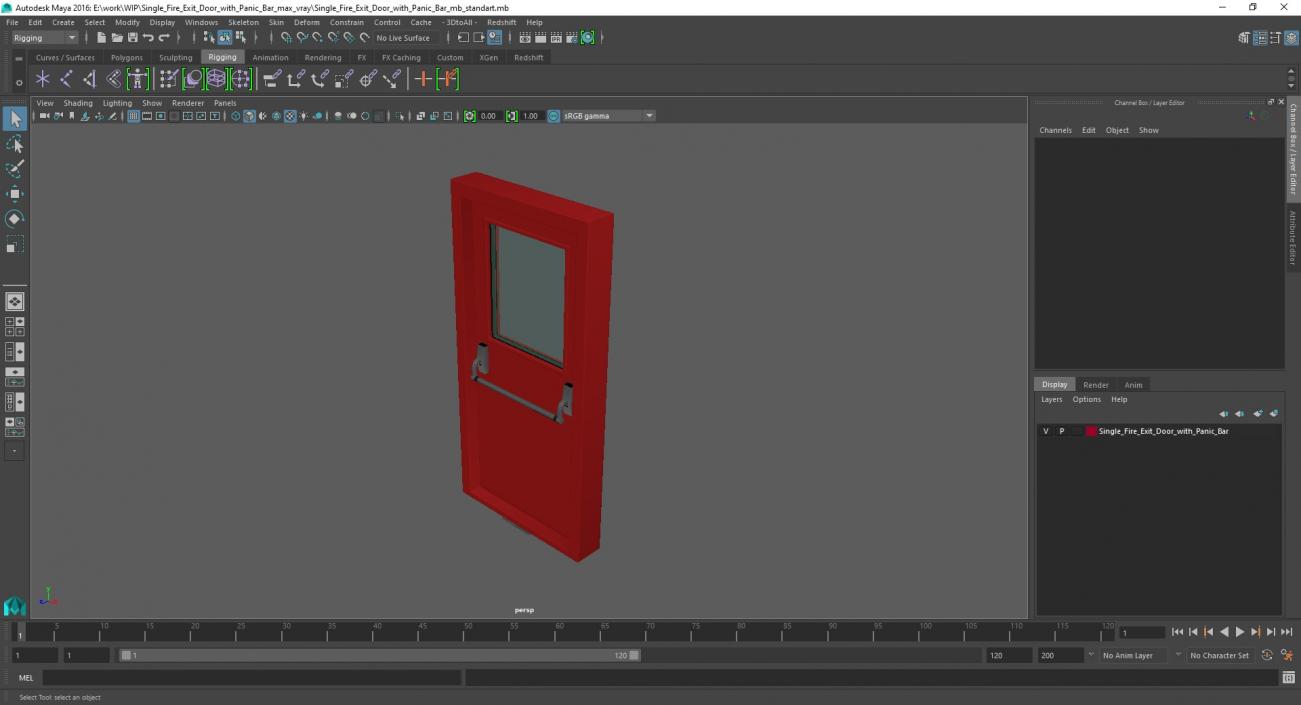 3D Single Fire Exit Door with Panic Bar