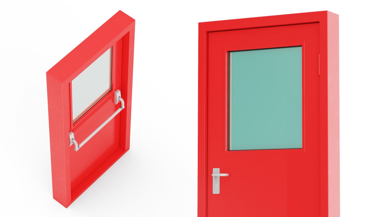 3D Single Fire Exit Door with Panic Bar