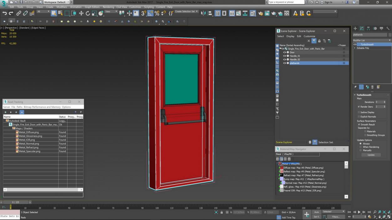 3D Single Fire Exit Door with Panic Bar